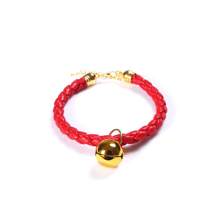 Prepared PU Leather Adjustable Pet Bell Collar Cat Dog Rabbit Simple Collar Necklace, Size:S 20-25cm(Red)