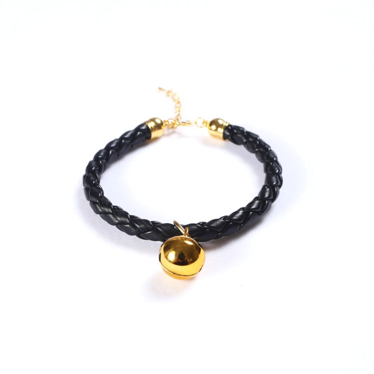 Prepared PU Leather Adjustable Pet Bell Collar Cat Dog Rabbit Simple Collar Necklace, Size:S 20-25cm(Black)