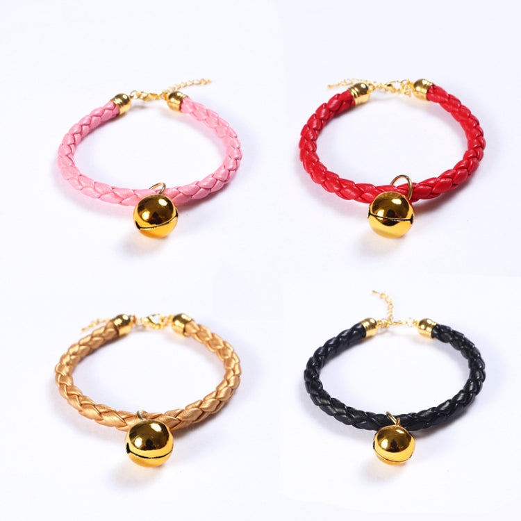 Prepared PU Leather Adjustable Pet Bell Collar Cat Dog Rabbit Simple Collar Necklace, Size:S 20-25cm(Pink)