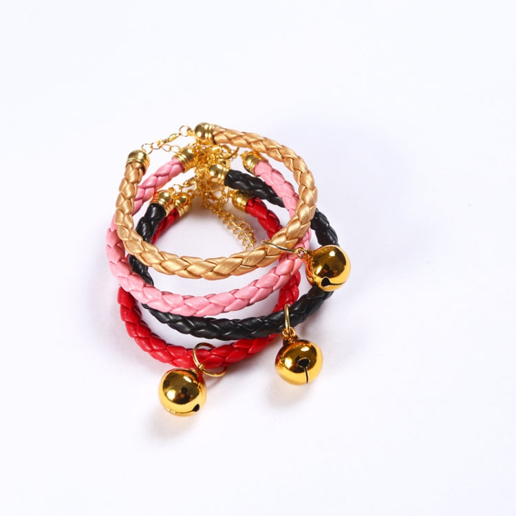 Prepared PU Leather Adjustable Pet Bell Collar Cat Dog Rabbit Simple Collar Necklace, Size:S 20-25cm(Gold)
