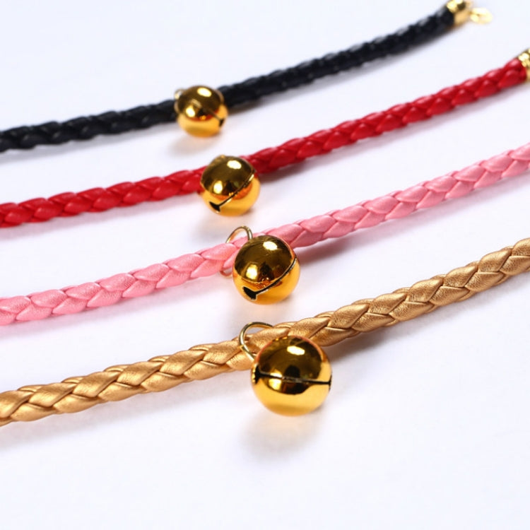 Prepared PU Leather Adjustable Pet Bell Collar Cat Dog Rabbit Simple Collar Necklace, Size:S 20-25cm(Black)