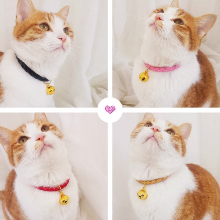 Prepared PU Leather Adjustable Pet Bell Collar Cat Dog Rabbit Simple Collar Necklace, Size:S 20-25cm(Gold)