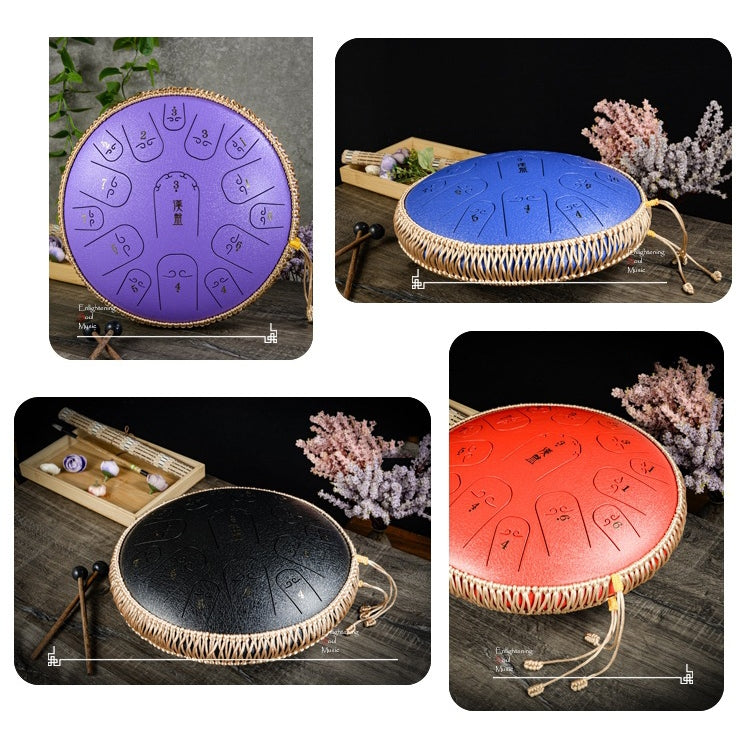 15-Tone Ethereal Drum 14-Inch Steel Tongue Drum Hollow Drum Sanskrit Drummer Disc(Purple)