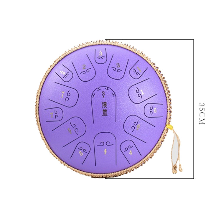 15-Tone Ethereal Drum 14-Inch Steel Tongue Drum Hollow Drum Sanskrit Drummer Disc(Purple)