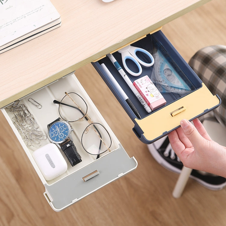 Under The Desk Drawer Type Storage Box Office Desktop Hidden Storage Box Student Stationery Box(Gray)