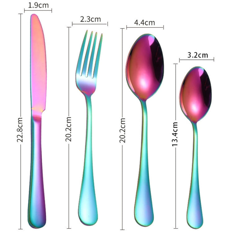 24 in 1 Stainless Steel Tableware Western Steak Cutlery Gift Set, Color: Rainbow Color