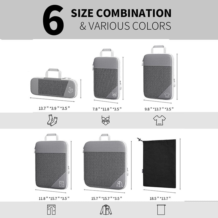 3 In 1 Compression Mesh Travel Cubes Clothes Underwear Packing Bags(Red)