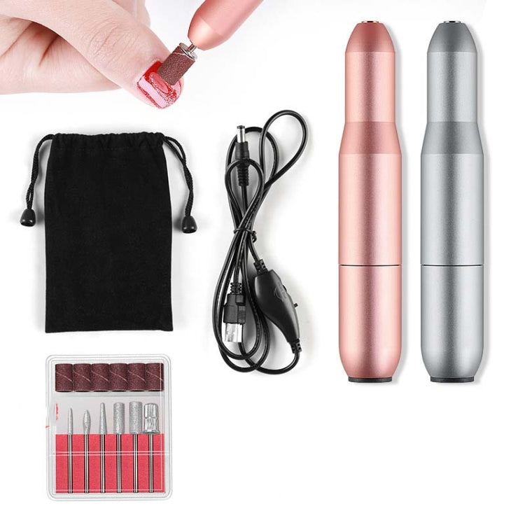 Usb Nail Polisher Portable Pen Type Electric Exfoliating Polisher(Rose Gold)