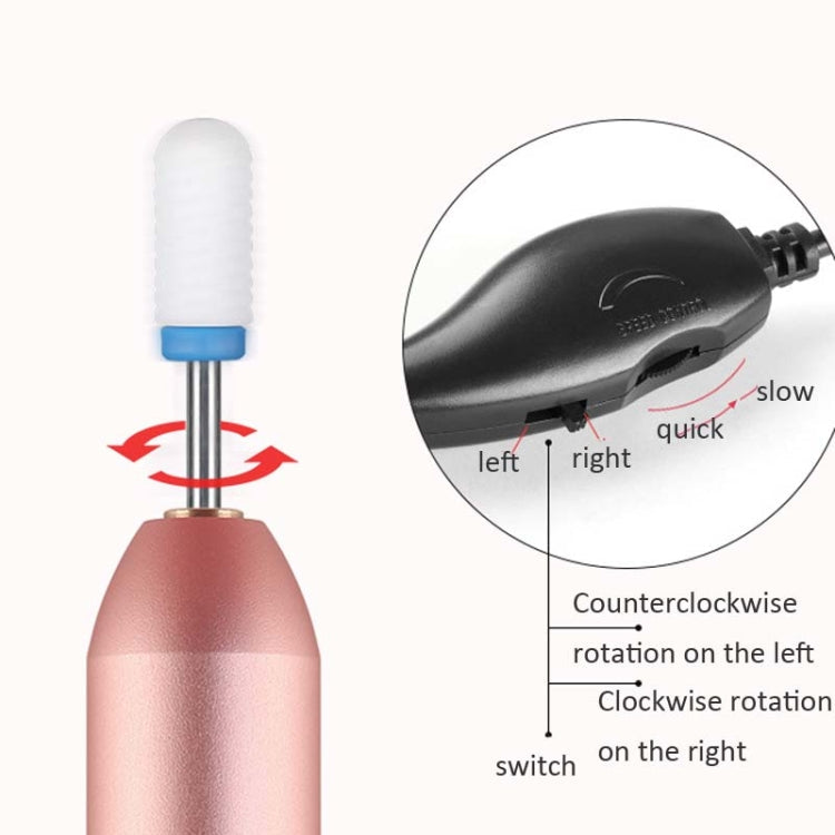 Usb Nail Polisher Portable Pen Type Electric Exfoliating Polisher(Rose Gold)