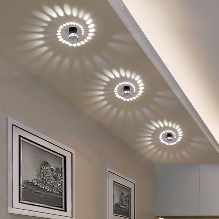 3W Modern Interior Creative Spiral Round Wall Lamp for Club, KTV, Corridor, Aisle, Background Wall Decoration Lamp Recessed In(Warm White Light)