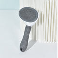 Stainless Steel Needle Automatic Cleaning Pet Hair Removal Dog Brush Pet Comb(Gray Fine Needle)