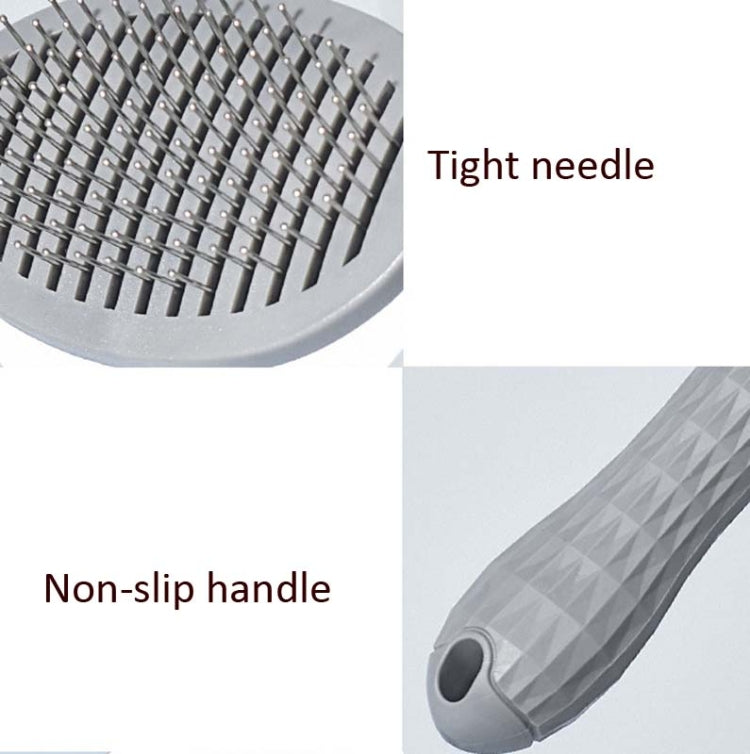 Stainless Steel Needle Automatic Cleaning Pet Hair Removal Dog Brush Pet Comb(Gray Fine Needle)