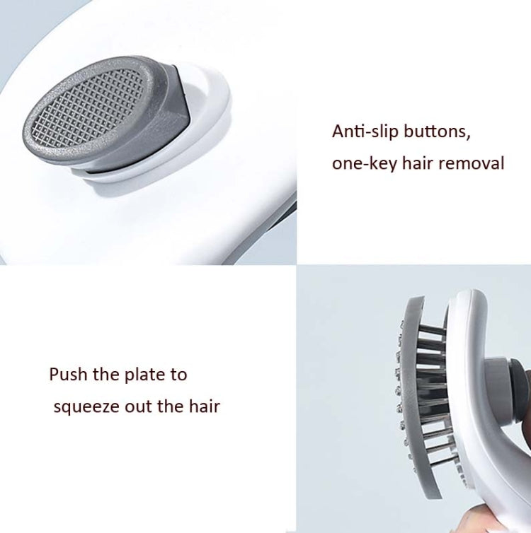 Stainless Steel Needle Automatic Cleaning Pet Hair Removal Dog Brush Pet Comb(Blue Thick Needle)