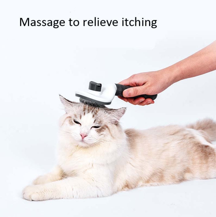 Stainless Steel Needle Automatic Cleaning Pet Hair Removal Dog Brush Pet Comb(Gray Thick Needle)