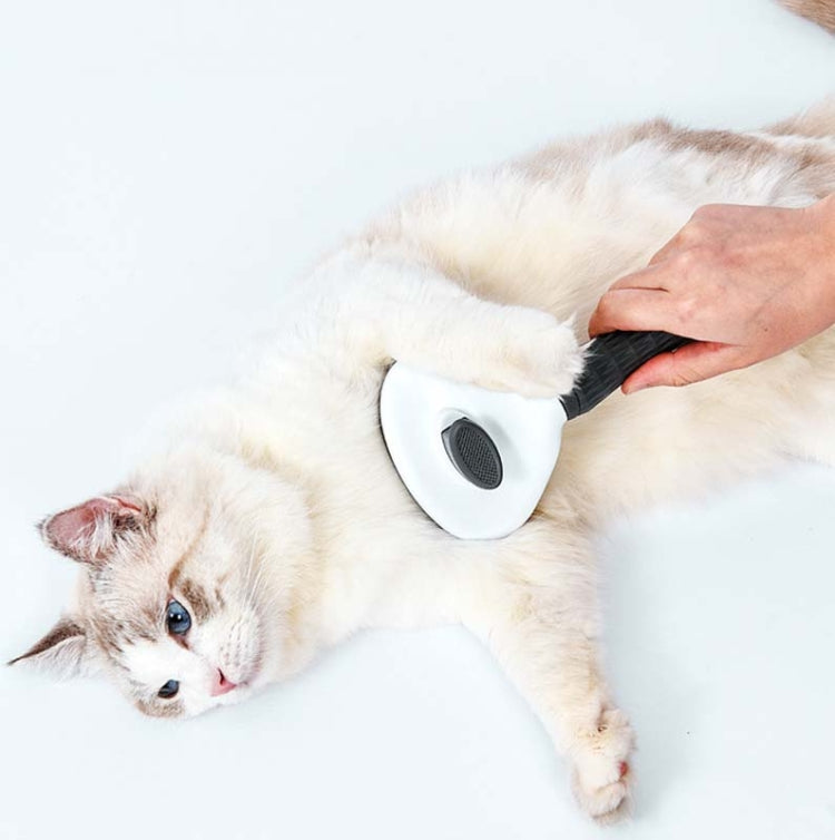 Stainless Steel Needle Automatic Cleaning Pet Hair Removal Dog Brush Pet Comb(Gray Thick Needle)