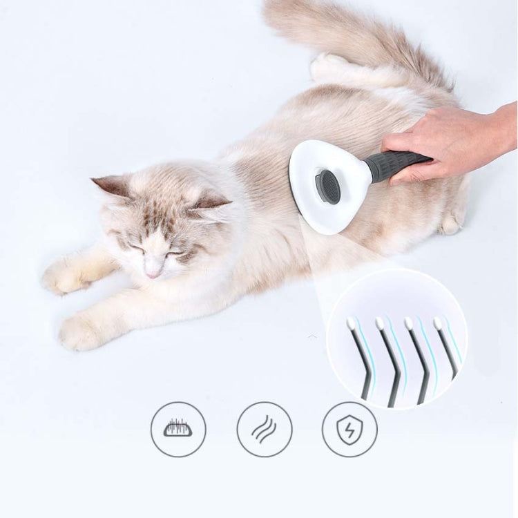 Stainless Steel Needle Automatic Cleaning Pet Hair Removal Dog Brush Pet Comb(Pink Fine Needle)