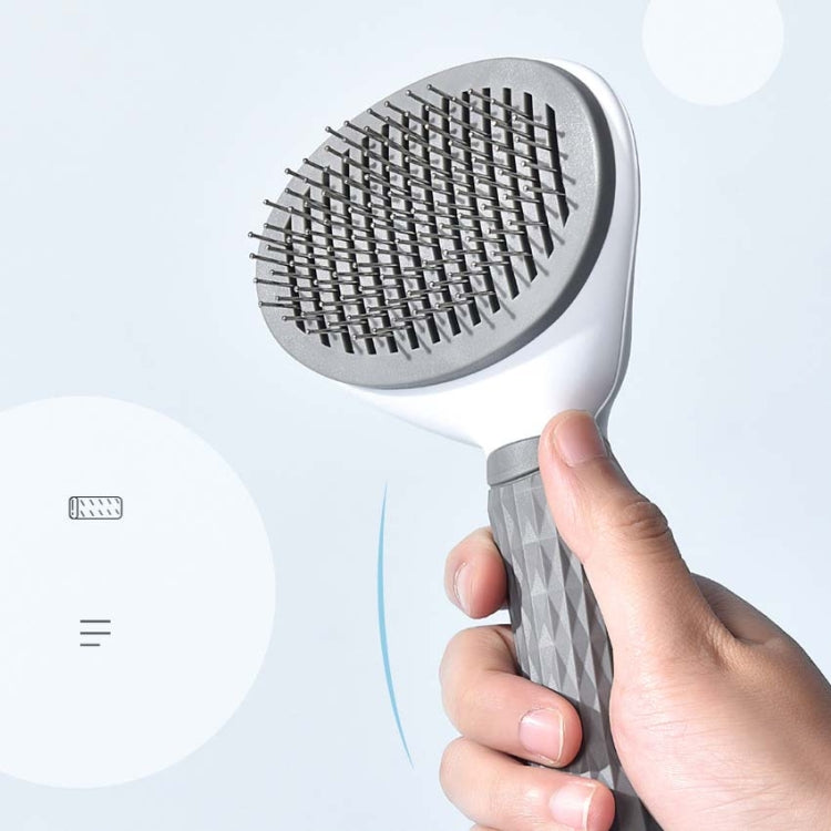 Stainless Steel Needle Automatic Cleaning Pet Hair Removal Dog Brush Pet Comb(Blue Thick Needle)