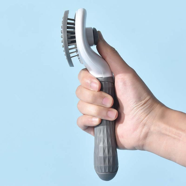 Stainless Steel Needle Automatic Cleaning Pet Hair Removal Dog Brush Pet Comb(Blue Fine Needle)
