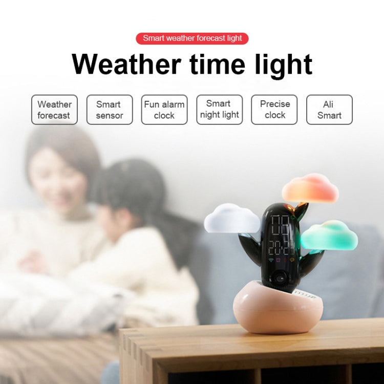 Cloud Weather Time Light Multifunctional Smart Induction Child Wake Up Alarm Clock(Pink)