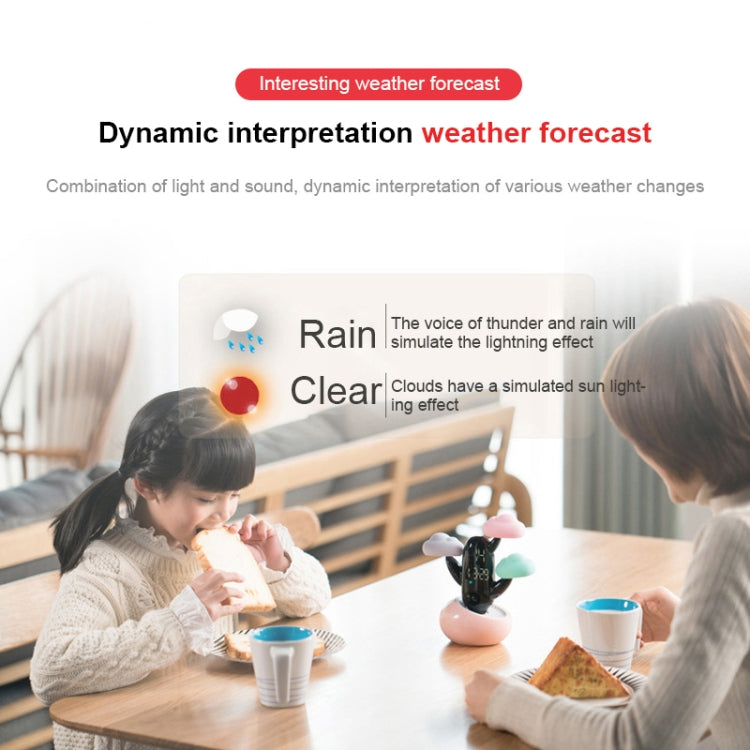 Cloud Weather Time Light Multifunctional Smart Induction Child Wake Up Alarm Clock(Pink)