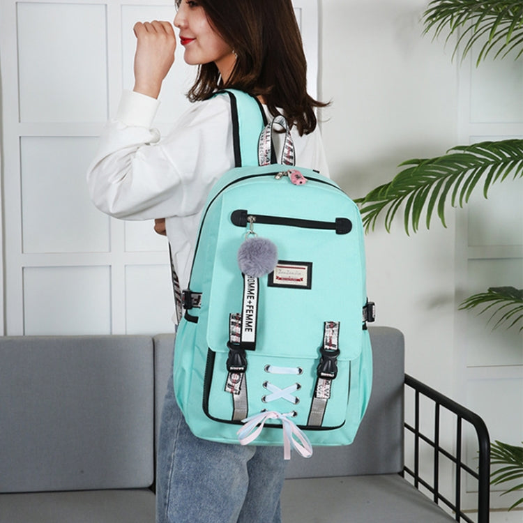 Sports and Leisure USB Charging Anti-Theft Backpack(green)