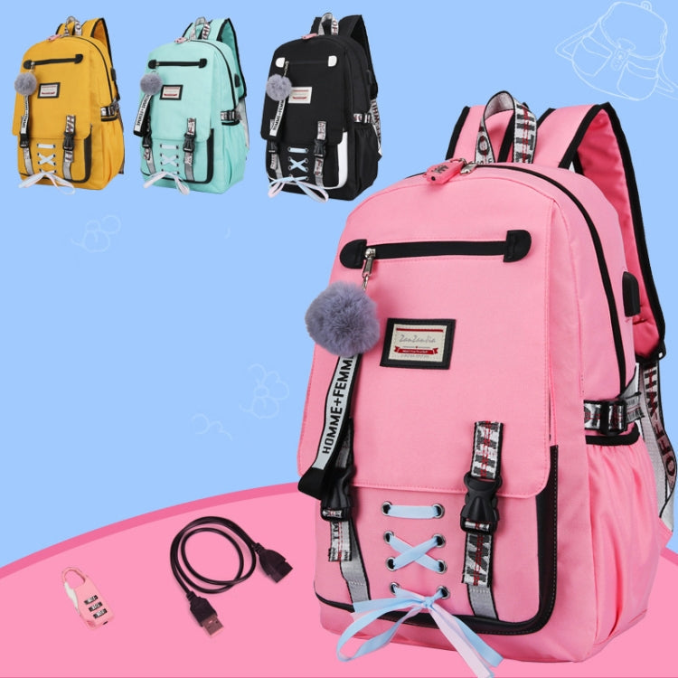 Sports and Leisure USB Charging Anti-Theft Backpack(Black)