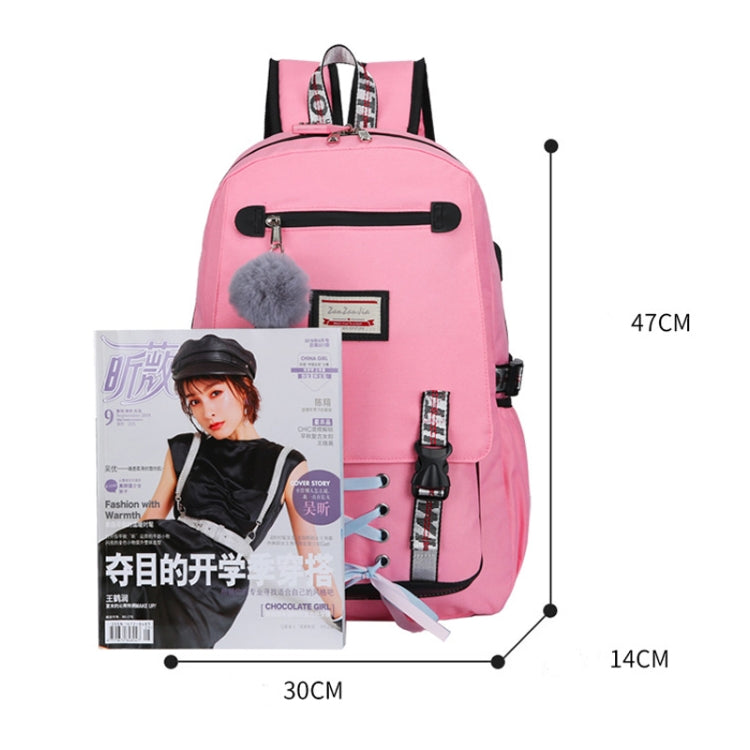 Sports and Leisure USB Charging Anti-Theft Backpack(Black)
