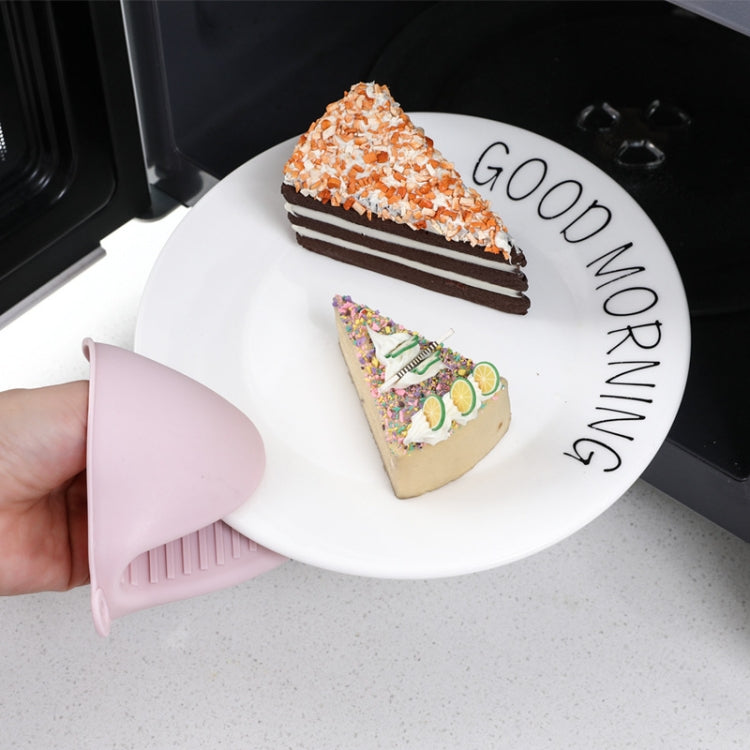 1 Pair Thick Silicone Anti-Scald Gloves Kitchen Heat Insulation Take Plate Tongs Baking Oven Insulation Cover(Pink)