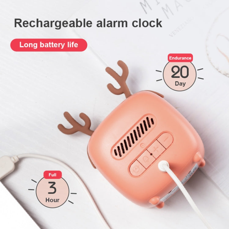 Cartoon Deer Shape Children Snooze Multifunctional USB Rechargeable Student LED Alarm Clock(Gray)