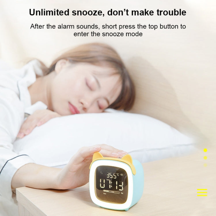 Cartoon Deer Shape Children Snooze Multifunctional USB Rechargeable Student LED Alarm Clock(Gray)