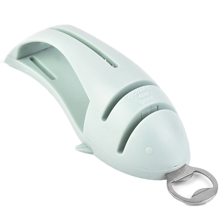 Multi-Function Fish Shape Knife Sharpener Tool Holder Diamond Tungsten Steel Knife Sharpener(Green)