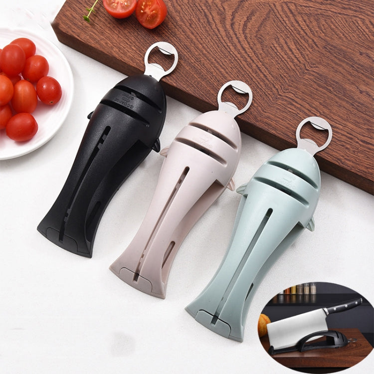 Multi-Function Fish Shape Knife Sharpener Tool Holder Diamond Tungsten Steel Knife Sharpener(Black)