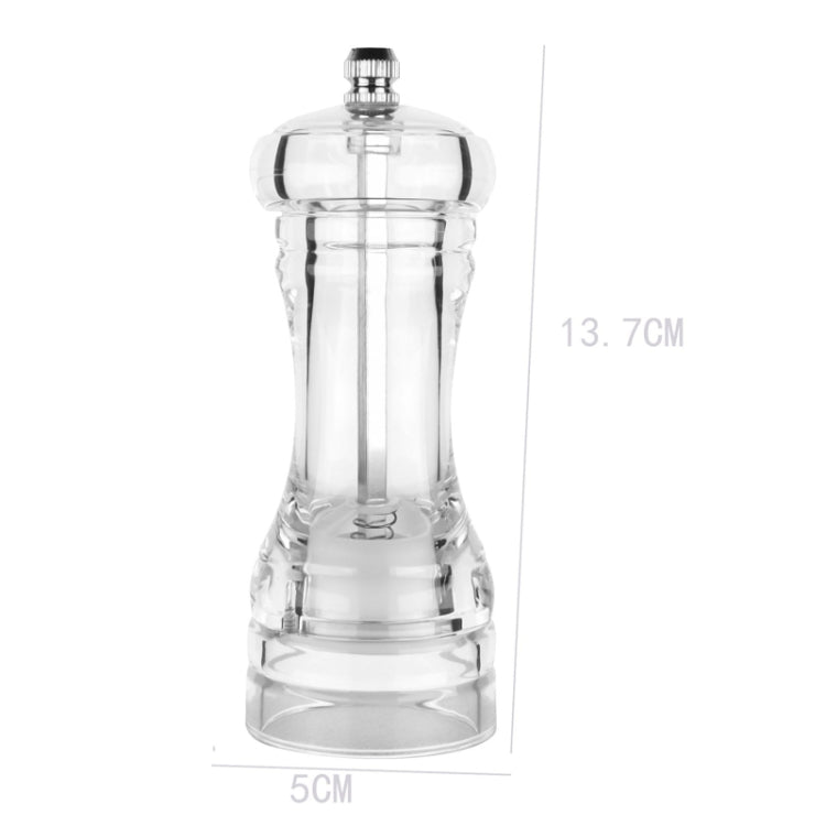 Acrylic Transparent Pepper Grinder Manual Pepper Grinder Ceramic Core Multi-Purpose Seasoning Bottle, Specification: 5 Inch
