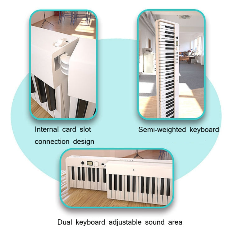 Wersi 88-Key Foldable Portable Electronic Piano Keyboard For Beginners Practice Piano, USB(White)