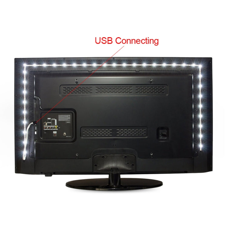 USB Power SMD 2835 Epoxy LED Strip Light Christmas Desk Decor Lamp for TV Background Lighting, Length:1m(Warm White)