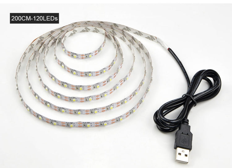 USB Power SMD 2835 Epoxy LED Strip Light Christmas Desk Decor Lamp for TV Background Lighting, Length:1m(Warm White)