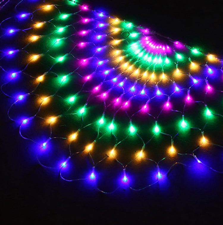 Peacock Lights LED Fishing Net Lights Outdoor Waterproof String Lights Holiday Decoration Lights, EU Plug(Warm White Light)