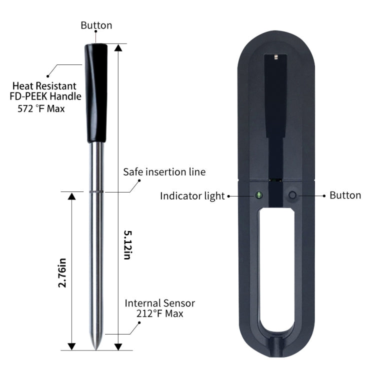 TY530 BBQ Probe Wireless Bluetooth Thermometer Mobile Phone APP Kitchen Food Barbecue Oven Thermometer