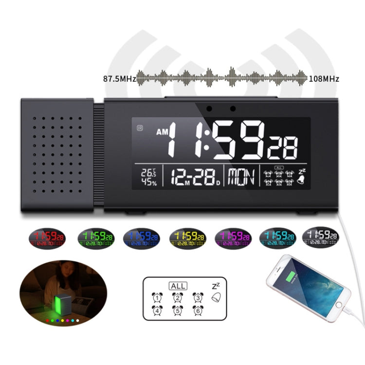 TS-P30 Multifunctional Night Light Alarm Digital Clock with FM Radio & Temperature / Humidity Display & IR Sensor Function(White)