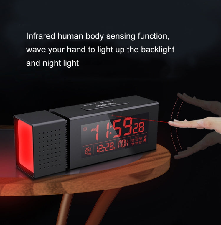 TS-P30 Multifunctional Night Light Alarm Digital Clock with FM Radio & Temperature / Humidity Display & IR Sensor Function(White)