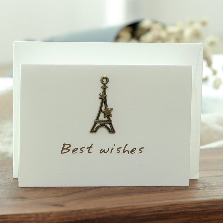 20pcs Retro Blessing Birthday High-End Thank You Message Card Lover Thanksgiving Christmas Day Greeting Card(6-Iron Tower)
