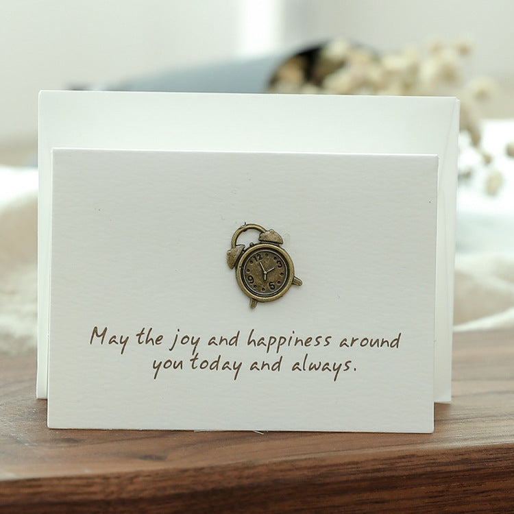 20pcs Retro Blessing Birthday High-End Thank You Message Card Lover Thanksgiving Christmas Day Greeting Card(9-Alarm Clock)