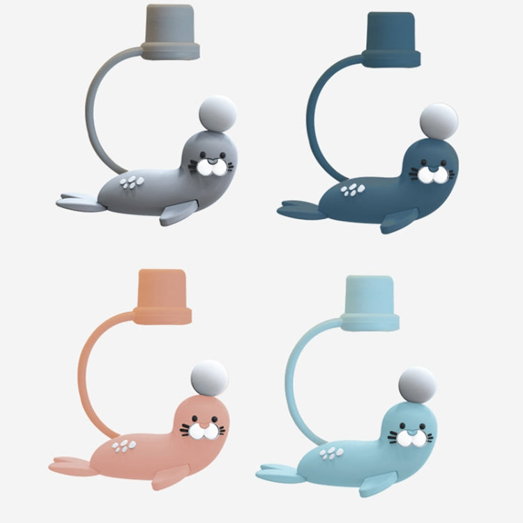 Children Cartoon Marine Animal Straw Drinking Cup Safe And Environmentally Friendly Plastic Drinking Cup(Light Grey)
