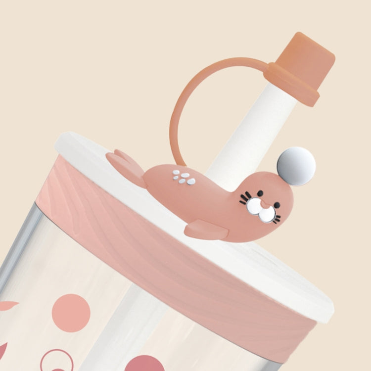 Children Cartoon Marine Animal Straw Drinking Cup Safe And Environmentally Friendly Plastic Drinking Cup(Light Grey)