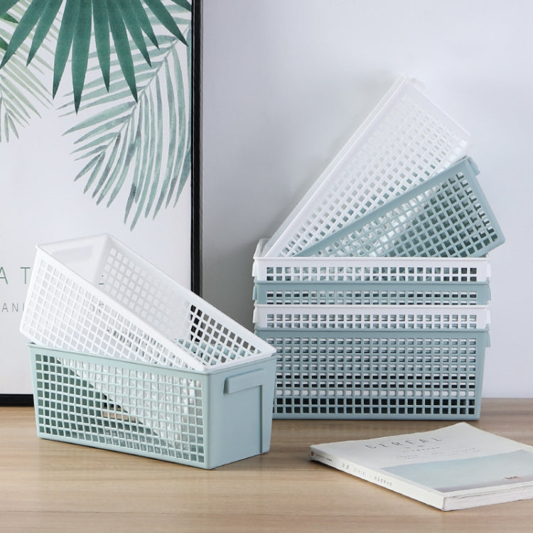 Desktop Snacks & Sundries Storage Basket Rectangular Plastic Storage Basket, Large(Llight Green）