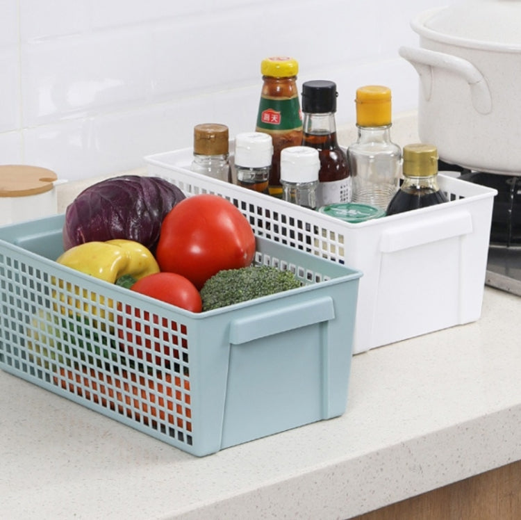 Desktop Snacks & Sundries Storage Basket Rectangular Plastic Storage Basket, Large(Llight Green）