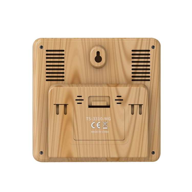 TS-3310 Wireless Weather Clock Multifunctional Color Screen Clock Creative Home Touch Screen Thermometer Wood Grain