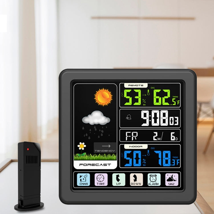 TS-3310 Wireless Weather Clock Multifunctional Color Screen Clock Creative Home Touch Screen Thermometer Wood Grain