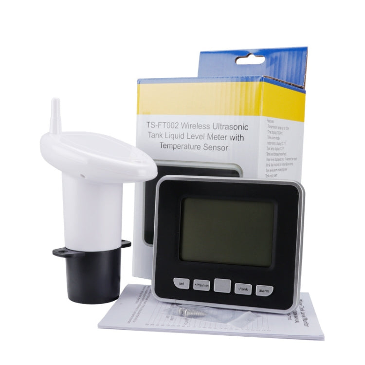 TS-FT002 Multifunctional Ultrasonic Electronic Water Tank Level Gauge With Indoor Temperature Thermometer Clock Display Water Level Gauge
