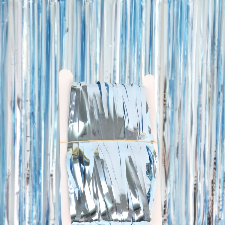 5 PCS 1 x 2m  Light Rain Silk Curtain Holiday Party Decoration Photo Background Wall Decoration(Light Blue)